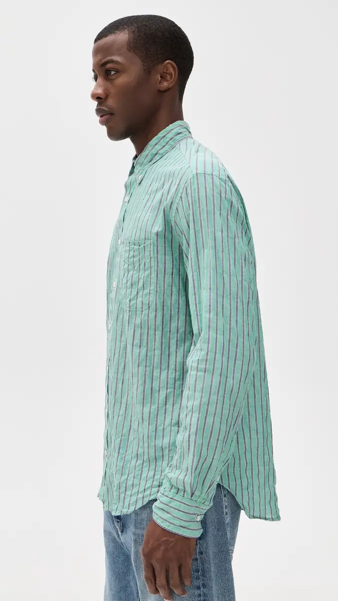 Gitman Vintage Japanese Awning Stripe Shirt Green | Thumbnail 4 Gitman Vintage Japanese Awning Stripe Shirt Green | Thumbnail 4
