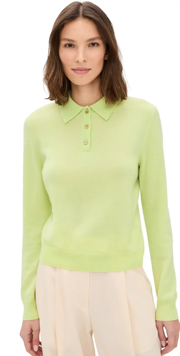 Renggli Cashmere Long leeve Polo Lime | Image 1 Renggli Cashmere Long leeve Polo Lime | Image 1