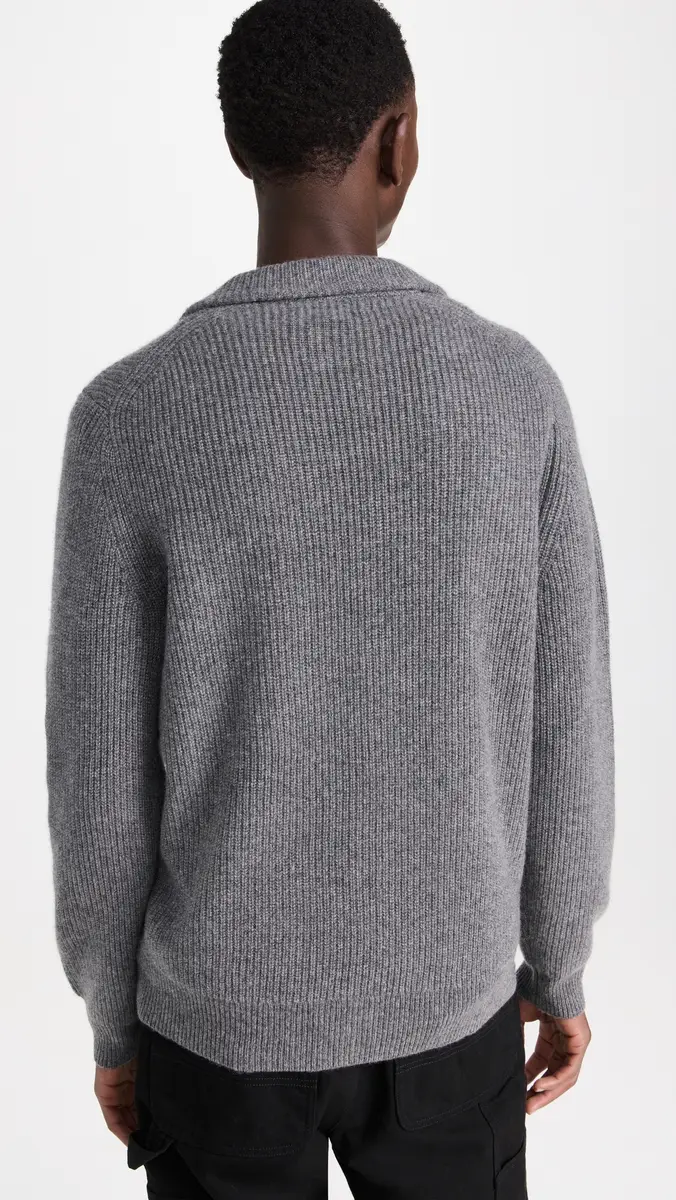 Alex Mill Ribbed Cardigan in Cashmere Heather Pewter | Thumbnail 3 Alex Mill Ribbed Cardigan in Cashmere Heather Pewter | Thumbnail 3