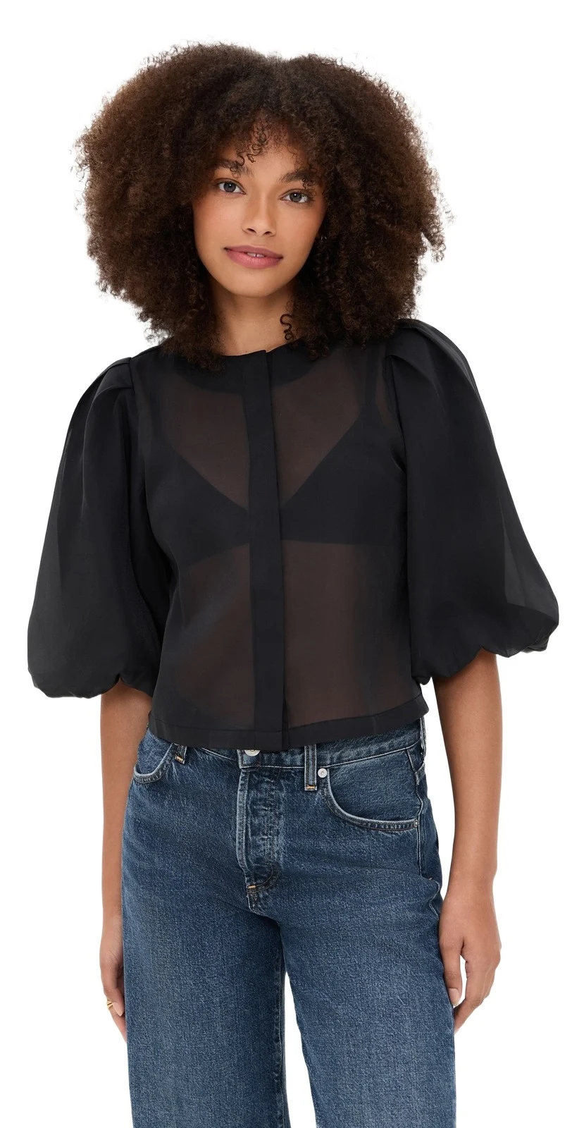 LE BOP Liza Organza Puff Sleeve Top