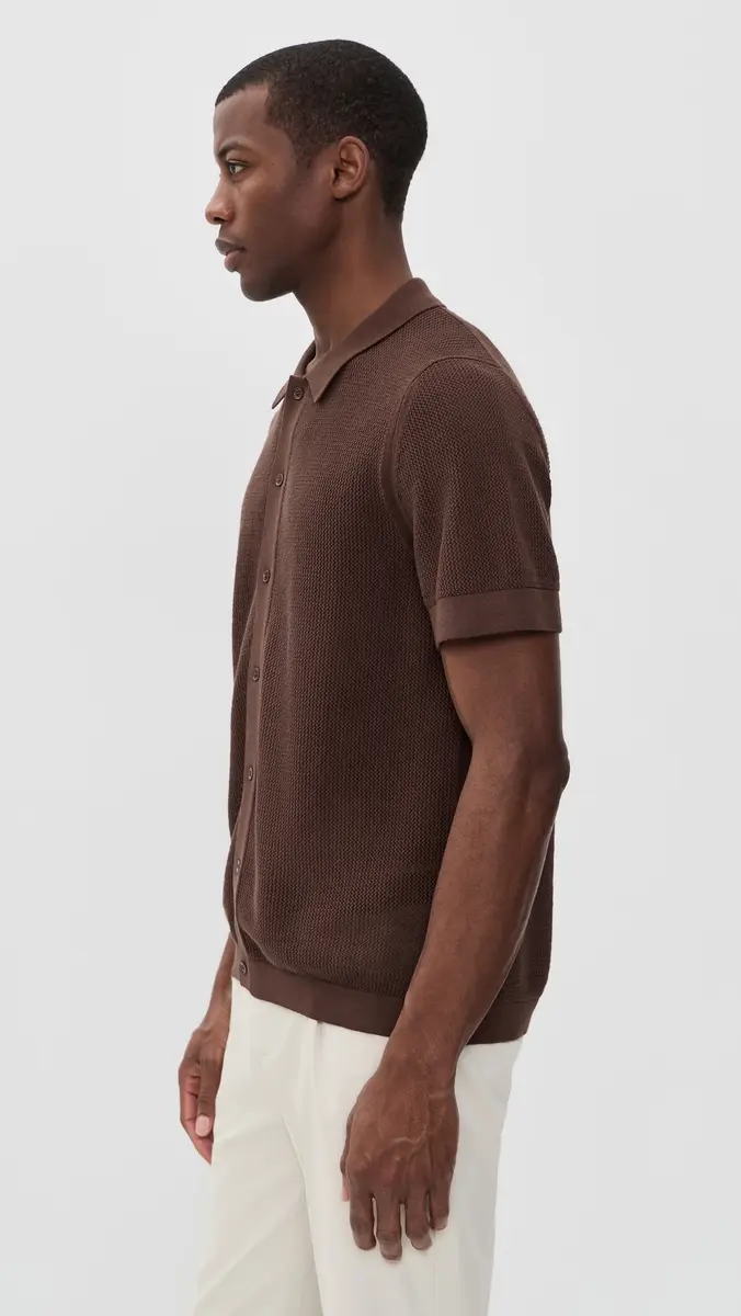Onia Crochet Knit Button Up Shirt Espresso | Thumbnail 4 Onia Crochet Knit Button Up Shirt Espresso | Thumbnail 4