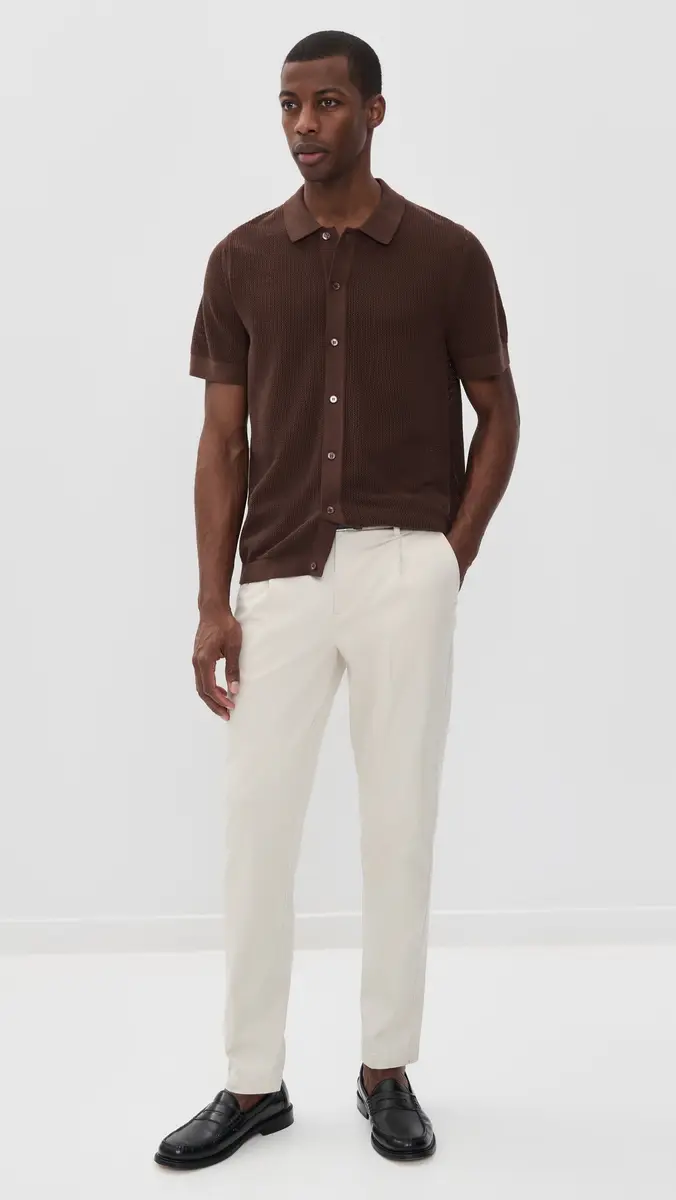 Onia Crochet Knit Button Up Shirt Espresso | Thumbnail 5 Onia Crochet Knit Button Up Shirt Espresso | Thumbnail 5