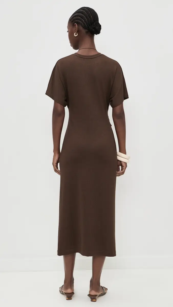Vince Short Sleeve Side Rouche Dress Willow | Thumbnail 3 Vince Short Sleeve Side Rouche Dress Willow | Thumbnail 3