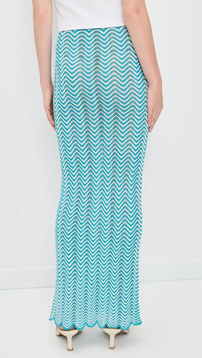 Dur Doux Wave Knit Maxi Skirt Turquoise/White | Thumbnail 4 Dur Doux Wave Knit Maxi Skirt Turquoise/White | Thumbnail 4