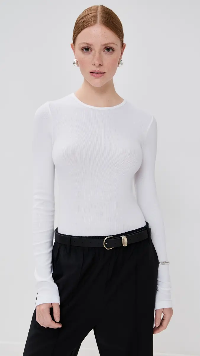Tibi Circular Ribbed Crew Neck Pullover T-Shirt | Thumbnail 2 Tibi Circular Ribbed Crew Neck Pullover T-Shirt | Thumbnail 2