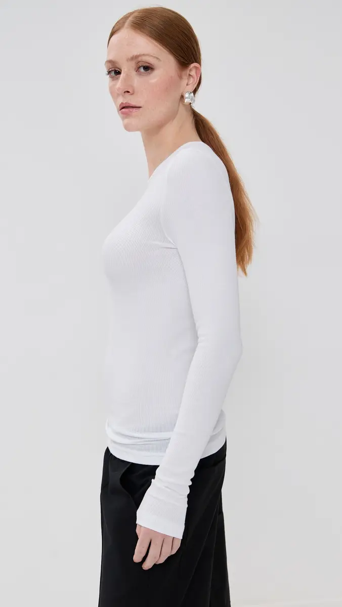 Tibi Circular Ribbed Crew Neck Pullover T-Shirt | Thumbnail 4 Tibi Circular Ribbed Crew Neck Pullover T-Shirt | Thumbnail 4