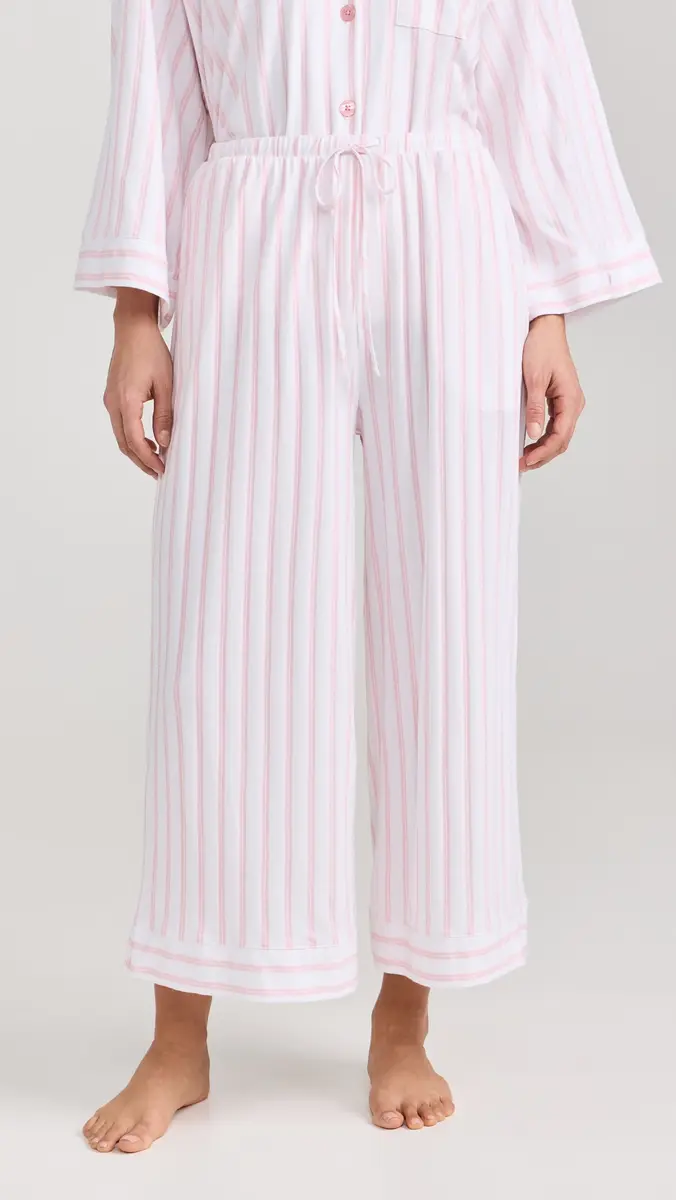 Petite Plume Women's Luxe Pink Stripe Wide Leg Pajama Set | Thumbnail 5 Petite Plume Women's Luxe Pink Stripe Wide Leg Pajama Set | Thumbnail 5