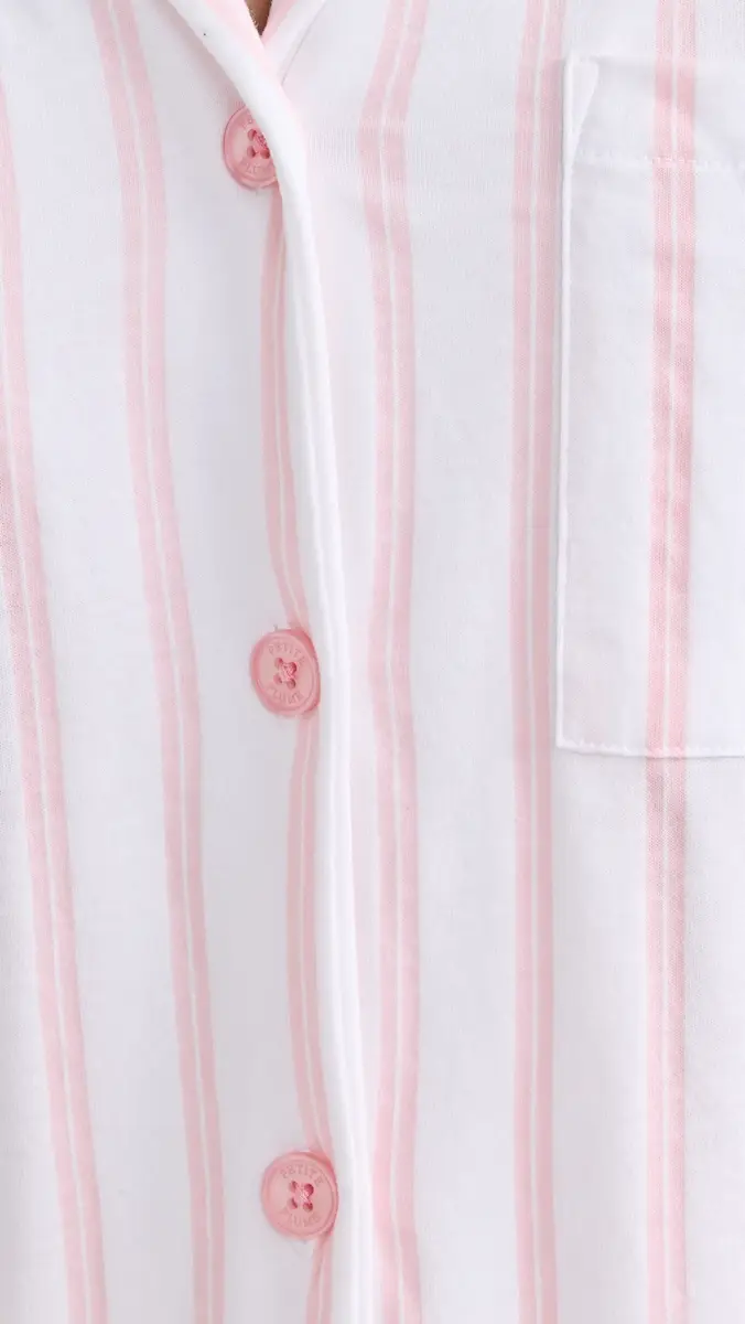 Petite Plume Women's Luxe Pink Stripe Wide Leg Pajama Set | Thumbnail 6 Petite Plume Women's Luxe Pink Stripe Wide Leg Pajama Set | Thumbnail 6