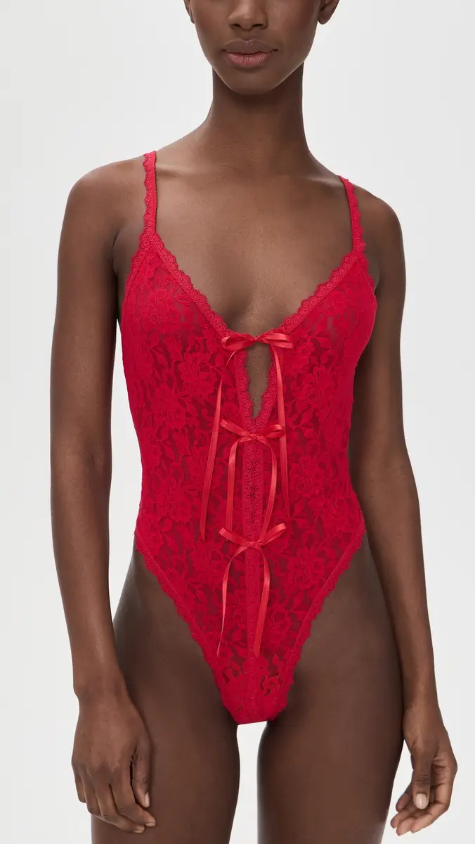 Hanky Panky After Midnight Open Teddy Thong Bodysuit Red | Thumbnail 2