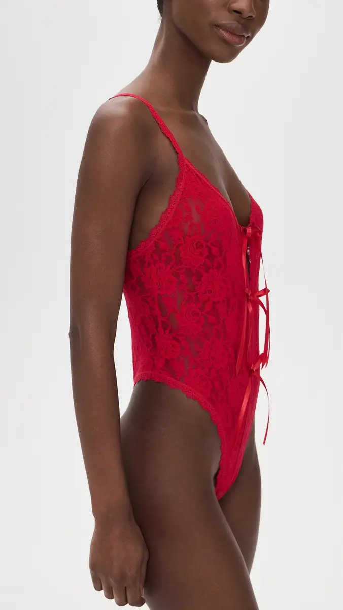 Hanky Panky After Midnight Open Teddy Thong Bodysuit Red | Thumbnail 4