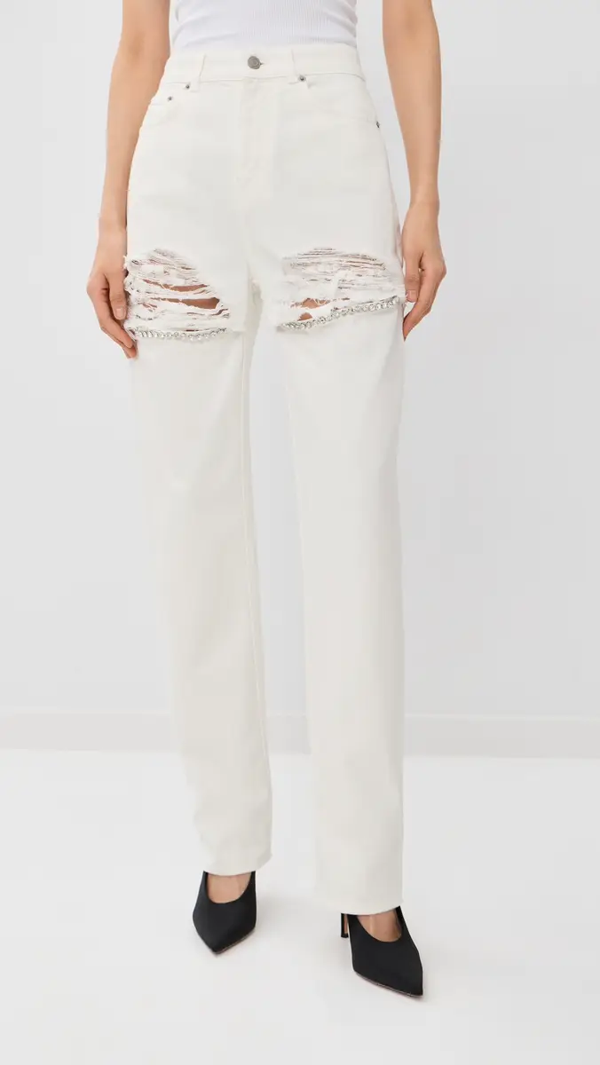 AREA Crystal Fray Slit Jeans | Thumbnail 3 AREA Crystal Fray Slit Jeans | Thumbnail 3