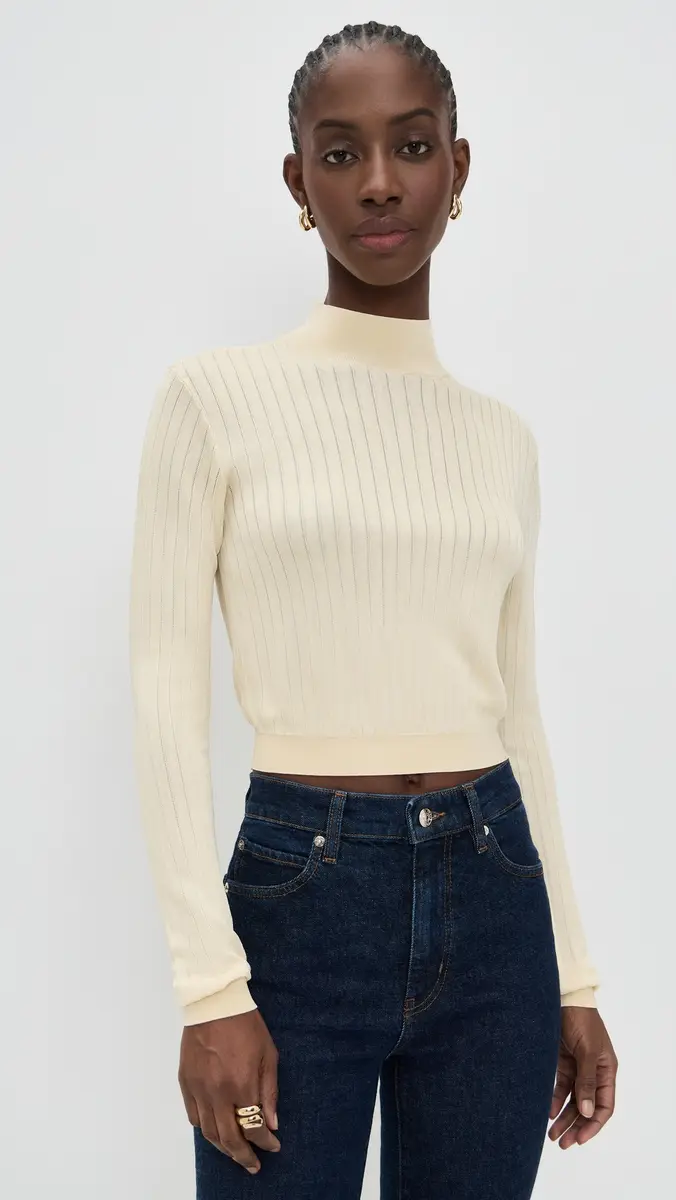 FRAME The Crop Fitted Turtleneck Butter | Thumbnail 2