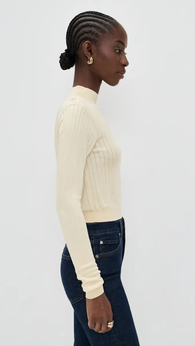 FRAME The Crop Fitted Turtleneck Butter | Thumbnail 4