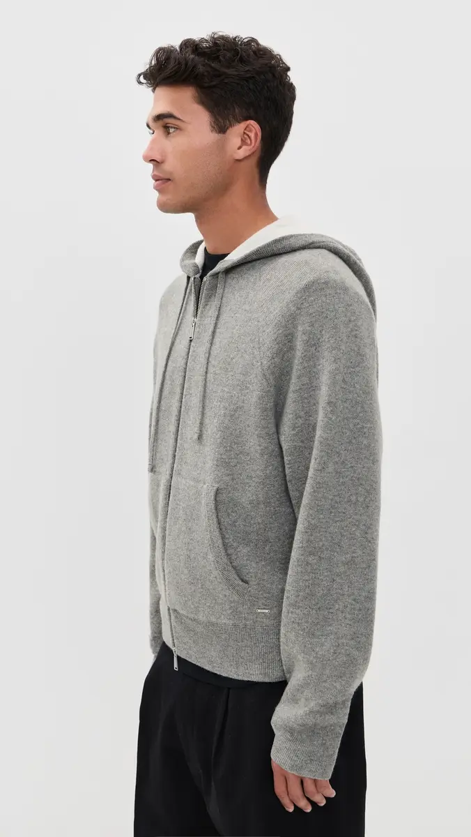 SIMKHAI Jackson Cashmere Blend Hoodie Heather Grey | Thumbnail 4