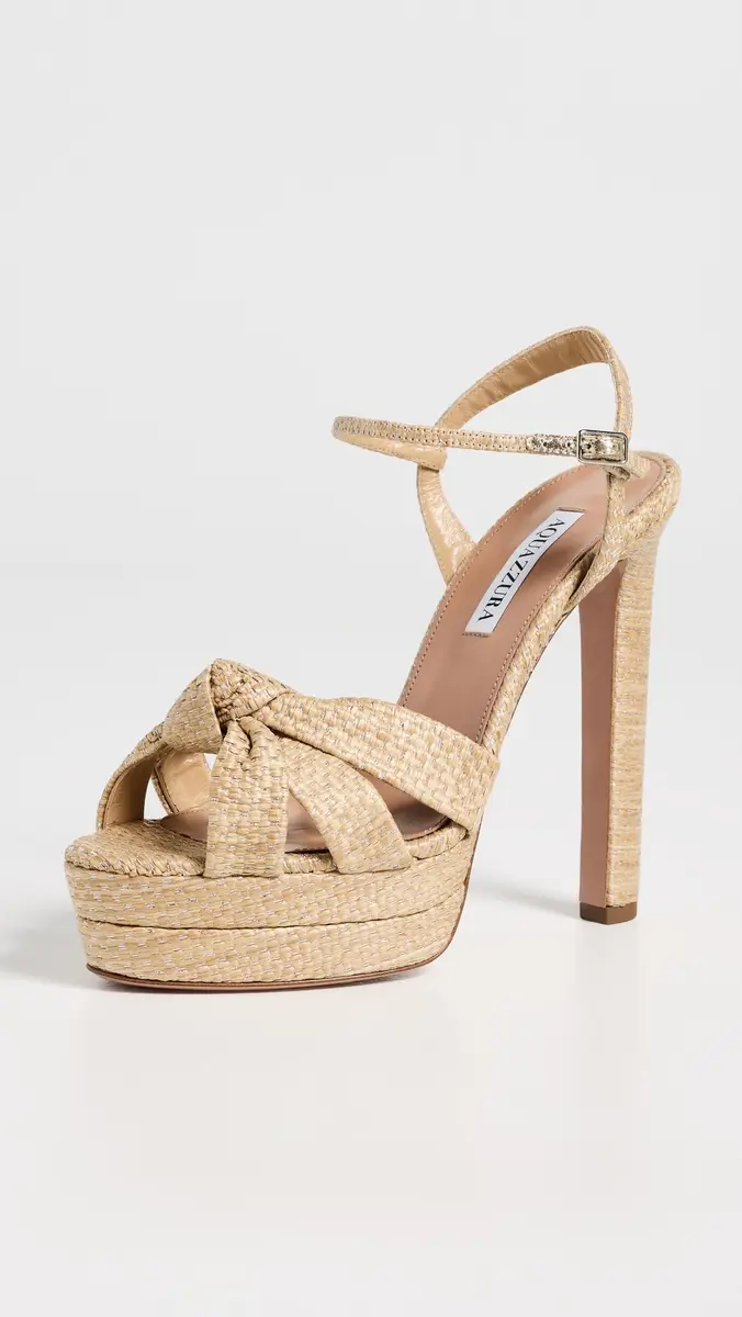 Aquazzura Nina Plateau Sandals Natural/Silver | Thumbnail 2 Aquazzura Nina Plateau Sandals Natural/Silver | Thumbnail 2