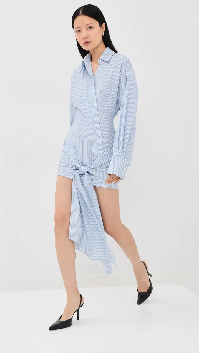The Attico Mini Stripe Shirt Dress Light Blue/White | Thumbnail 2