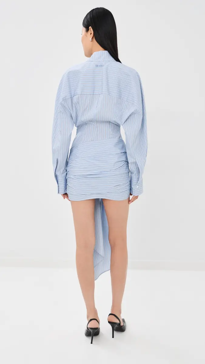 The Attico Mini Stripe Shirt Dress Light Blue/White | Thumbnail 4