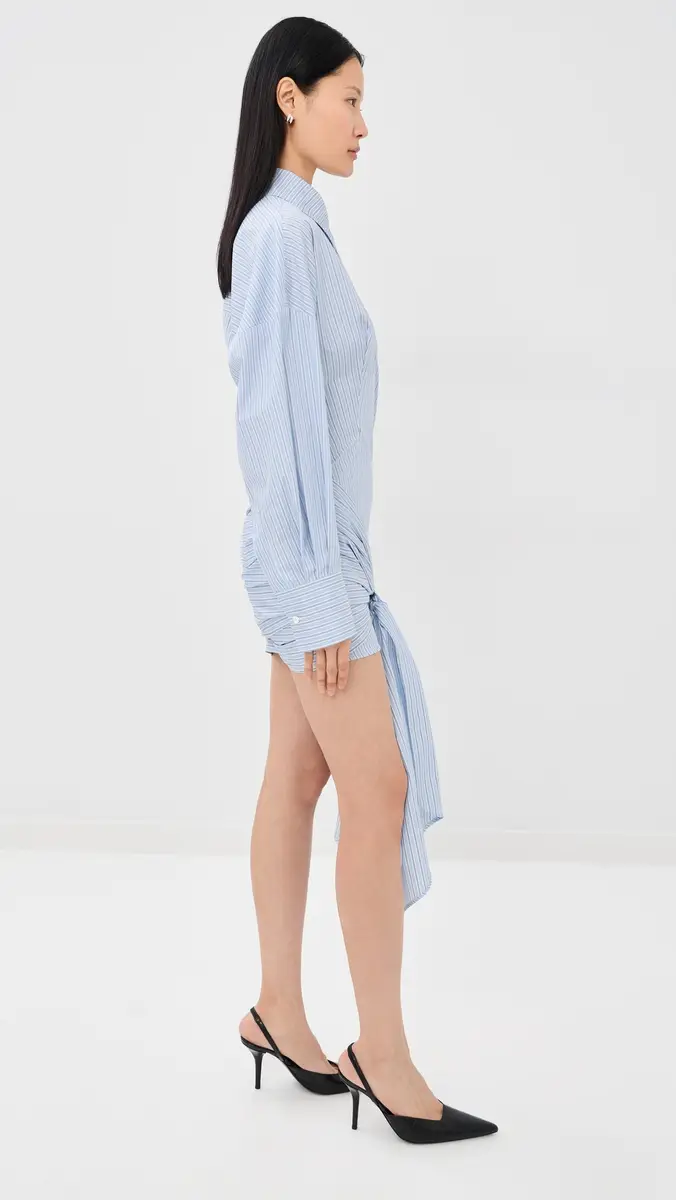 The Attico Mini Stripe Shirt Dress Light Blue/White | Thumbnail 5
