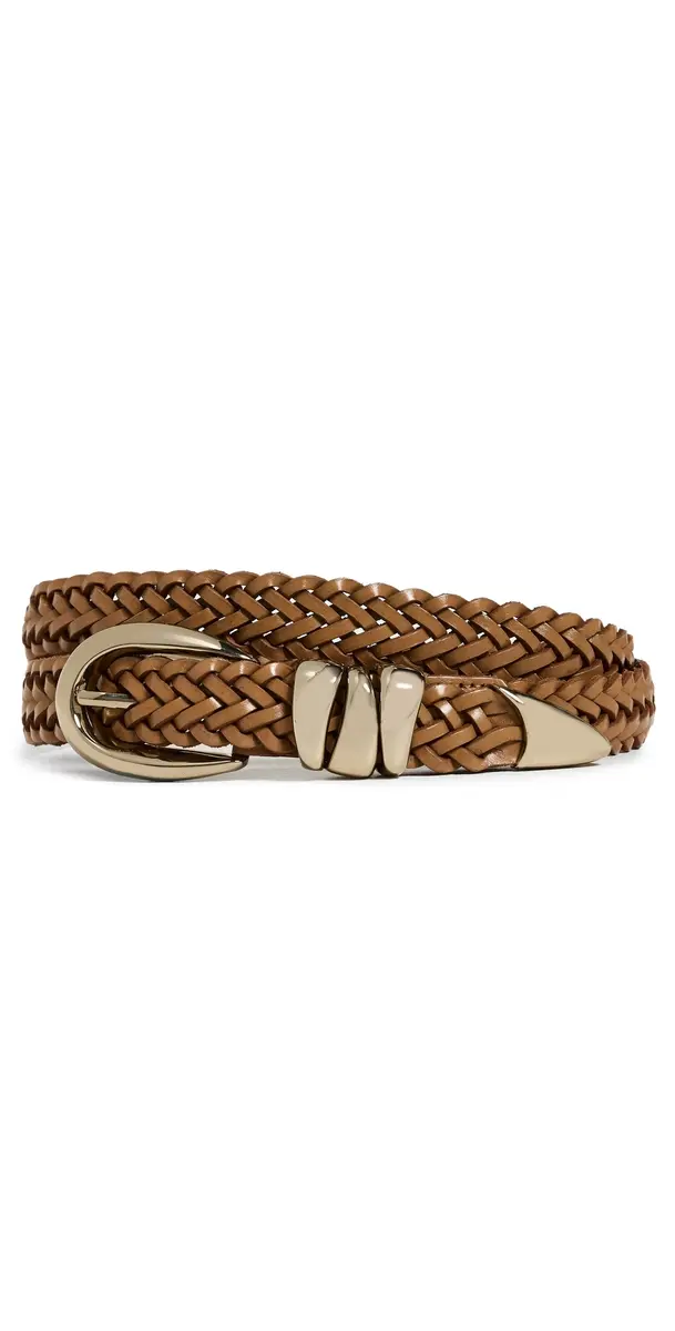 Woven Triple Metal Keeper Belt Light Caramel