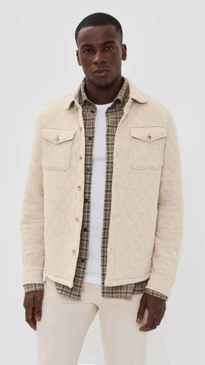Polo Ralph Lauren Quilted Double Knit Jersey Shirt Jacket Expedition Dune Heather | Thumbnail 2
