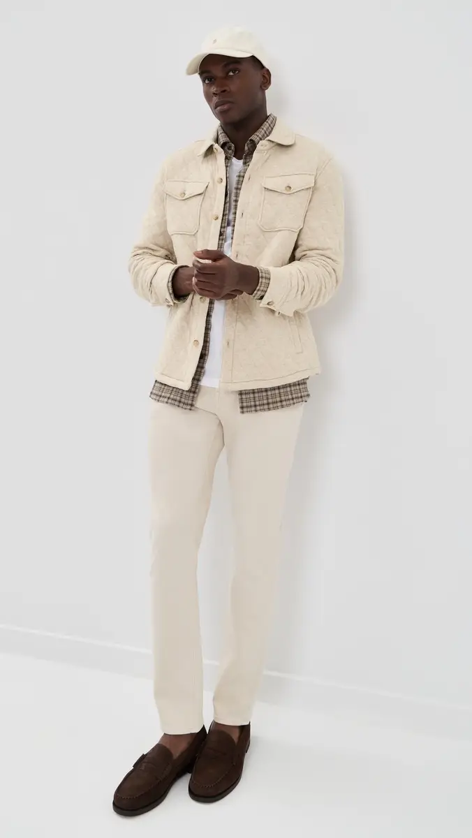 Polo Ralph Lauren Quilted Double Knit Jersey Shirt Jacket Expedition Dune Heather | Thumbnail 5