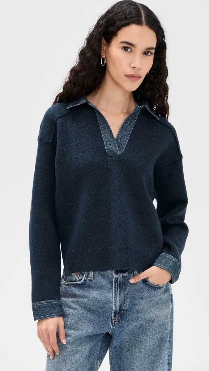 rag & bone Marie Denim Polo Top Denim | Thumbnail 2 rag & bone Marie Denim Polo Top Denim | Thumbnail 2