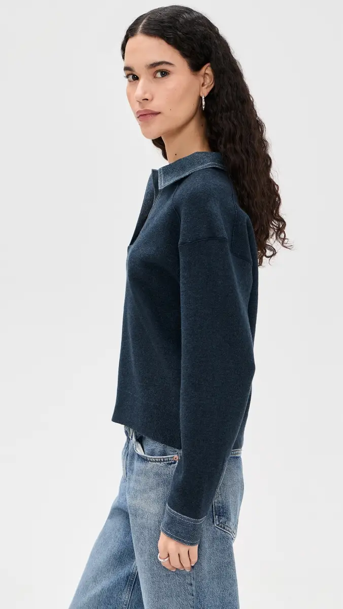 rag & bone Marie Denim Polo Top Denim | Thumbnail 4 rag & bone Marie Denim Polo Top Denim | Thumbnail 4