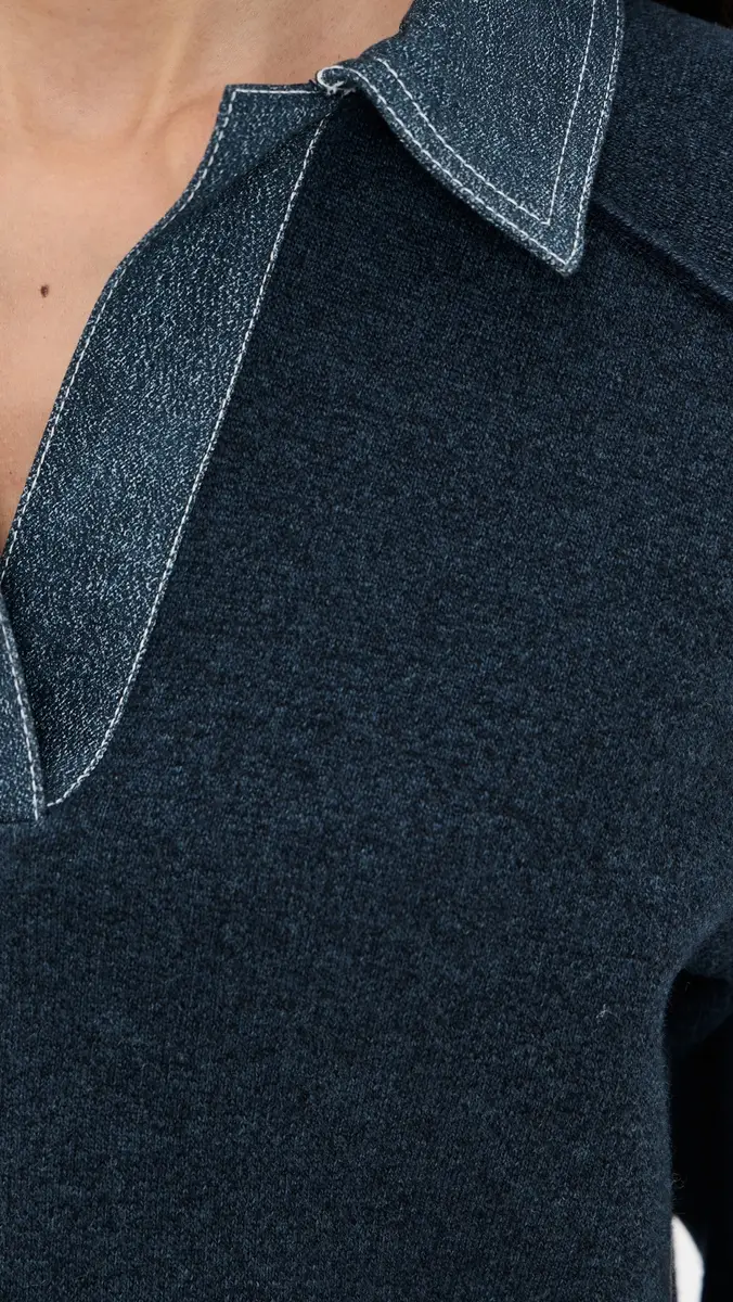 rag & bone Marie Denim Polo Top Denim | Thumbnail 6 rag & bone Marie Denim Polo Top Denim | Thumbnail 6