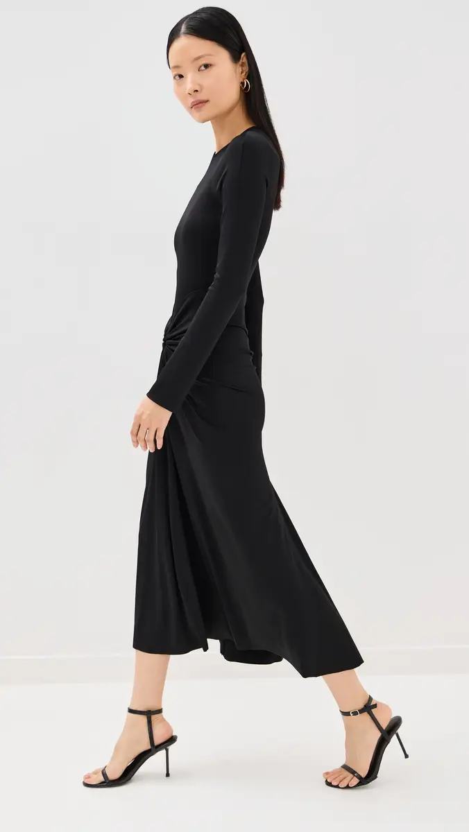 Victoria Beckham Long Sleeve Gathered Midi Dress | Thumbnail 5 Victoria Beckham Long Sleeve Gathered Midi Dress | Thumbnail 5