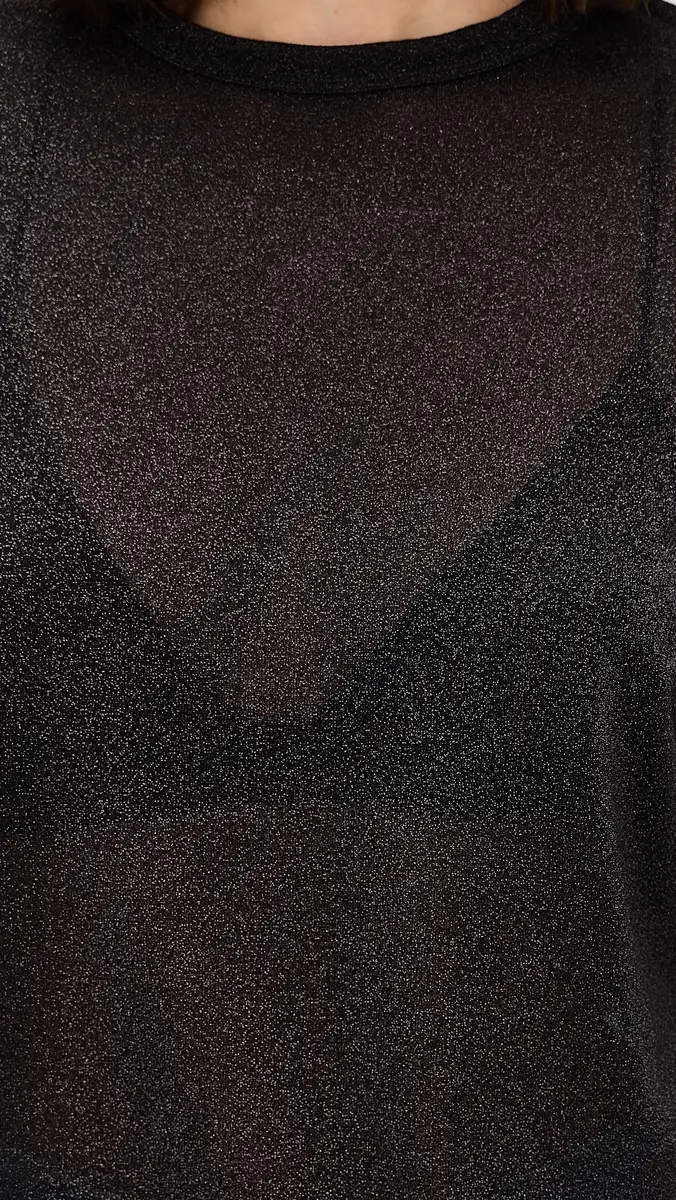 MEIMEIJ Short Sleeve Metallic Faux Bodysuit Top Nero Metallic | Thumbnail 6 MEIMEIJ Short Sleeve Metallic Faux Bodysuit Top Nero Metallic | Thumbnail 6