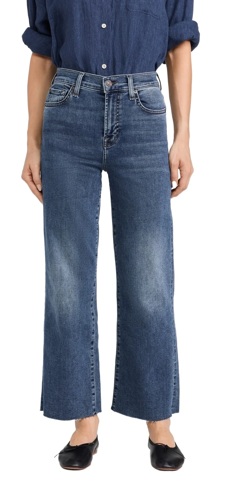 7 For All Mankind Cropped Alexa Jeans with Raw Cut Hem