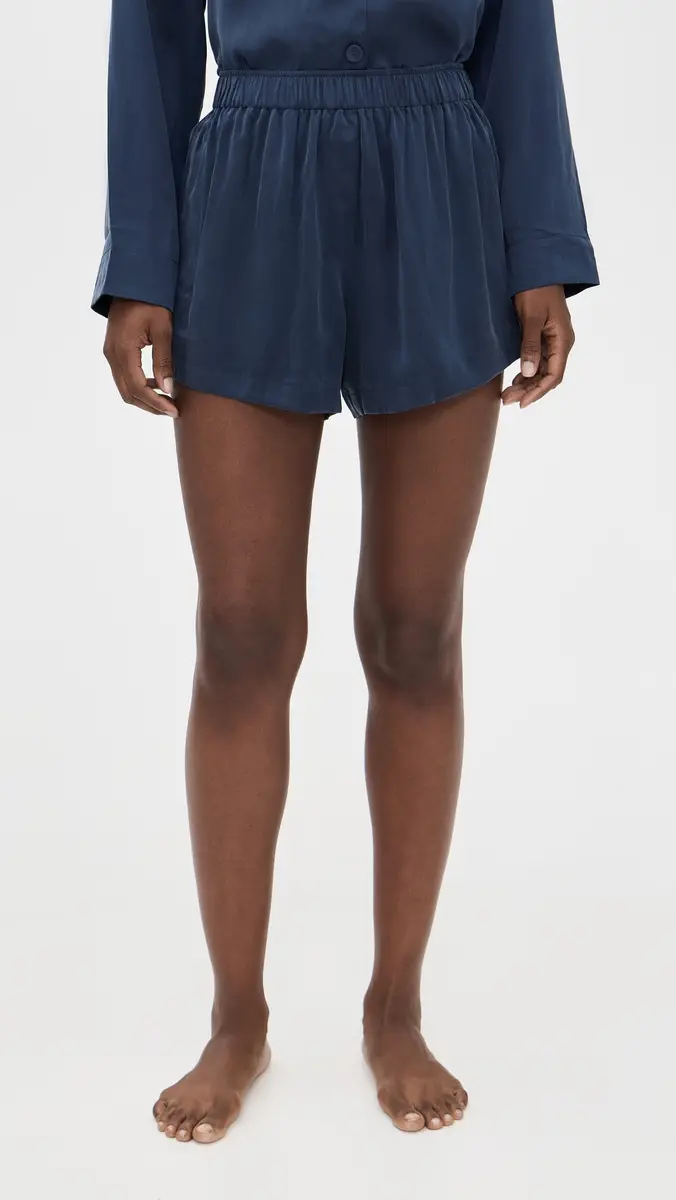 Lunya Long Sleeve ilk Button Up Shorts Set Deep Blue | Thumbnail 5 Lunya Long Sleeve ilk Button Up Shorts Set Deep Blue | Thumbnail 5