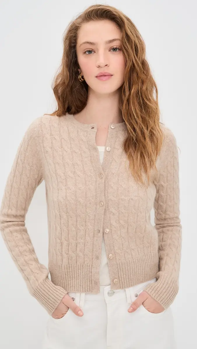 Joe's Jeans The Cable Dani Cashmere Cardigan Oatmeal | Thumbnail 2 Joe's Jeans The Cable Dani Cashmere Cardigan Oatmeal | Thumbnail 2