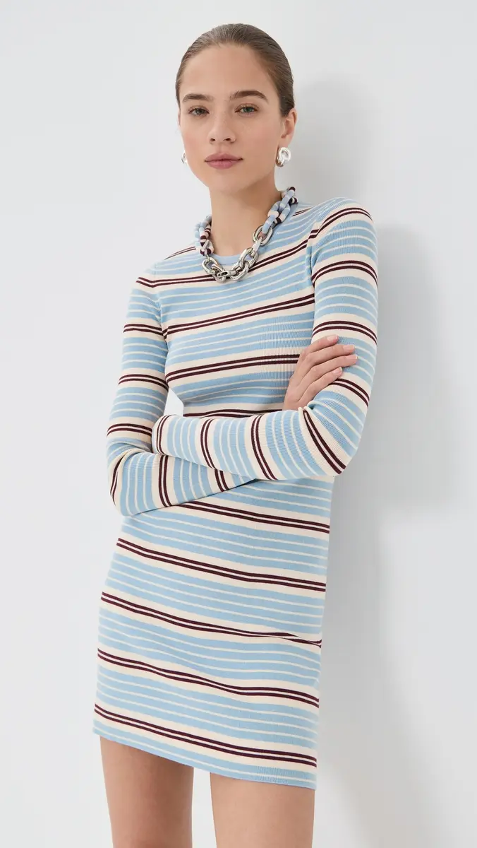 rabanne Robe Baby Blue/Bordeaux/Ecru | Thumbnail 2 rabanne Robe Baby Blue/Bordeaux/Ecru | Thumbnail 2