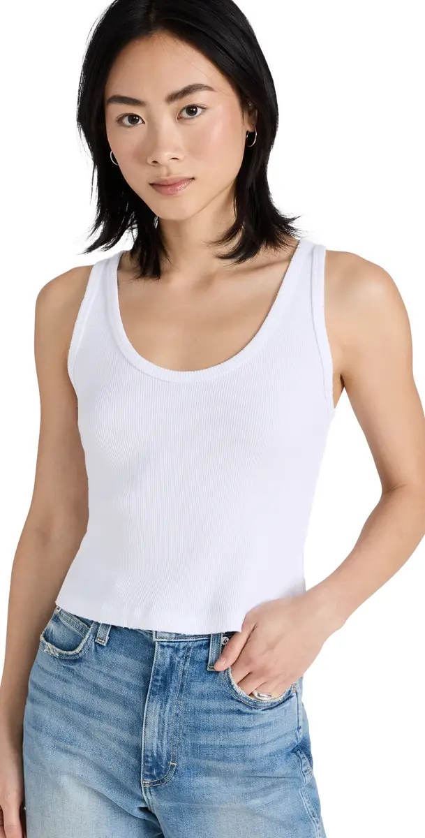 AMO Crop Rib Tank White | Image 1 AMO Crop Rib Tank White | Image 1