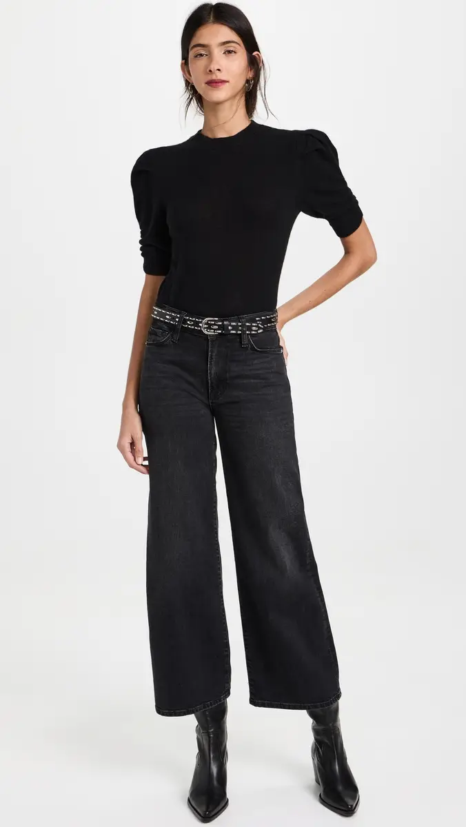 FRAME Ruched Sleeve Cashmere Sweater Noir | Thumbnail 5 FRAME Ruched Sleeve Cashmere Sweater Noir | Thumbnail 5