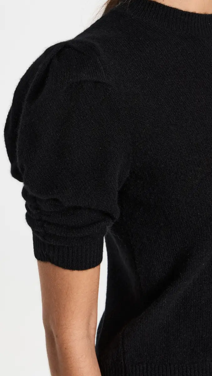 FRAME Ruched Sleeve Cashmere Sweater Noir | Thumbnail 6 FRAME Ruched Sleeve Cashmere Sweater Noir | Thumbnail 6