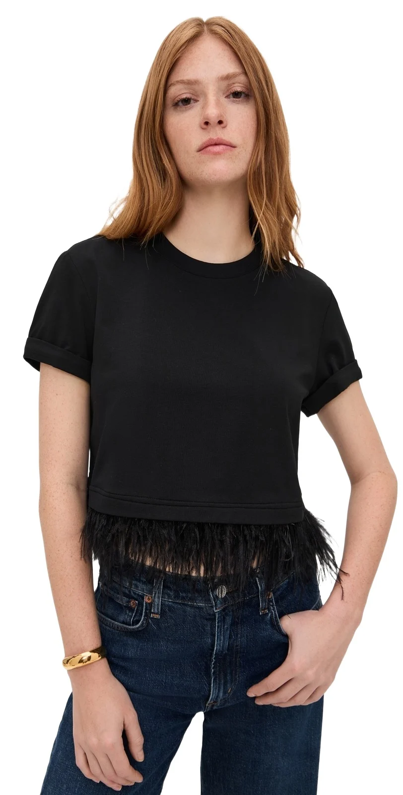 Short Sleeve Cropped Feather Tee