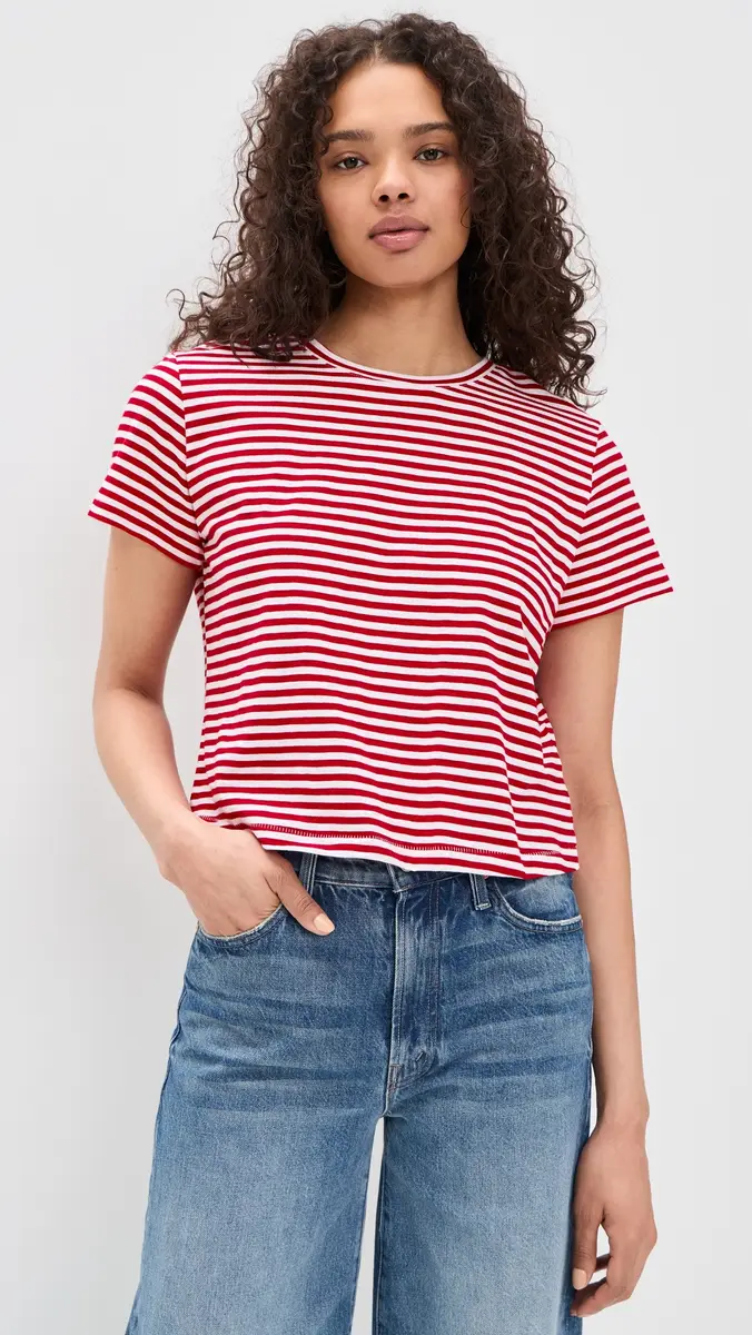 Madewell The Boxy Crop Tee in Soft Slub Festival Red | Thumbnail 2