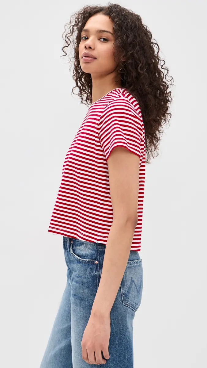 Madewell The Boxy Crop Tee in Soft Slub Festival Red | Thumbnail 4