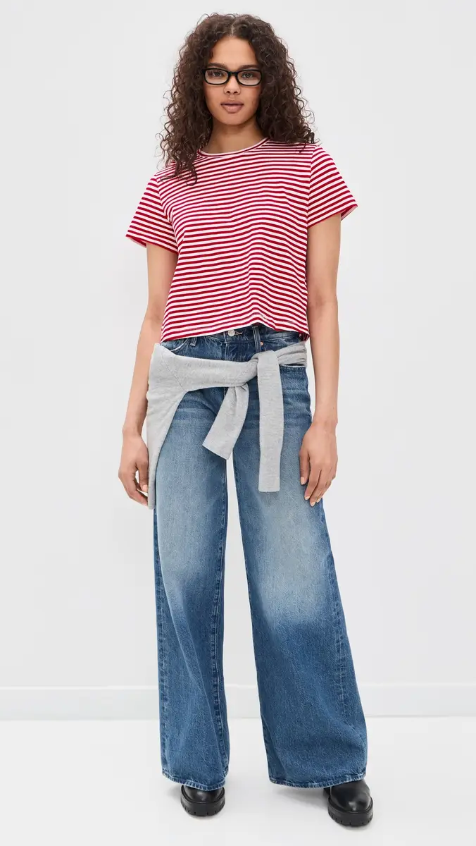 Madewell The Boxy Crop Tee in Soft Slub Festival Red | Thumbnail 5