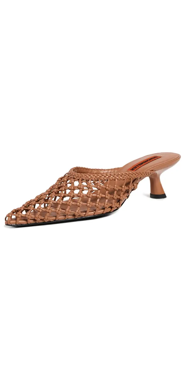 SIMONMILLER Knotted Gala Mules Chestnut | Image 1 SIMONMILLER Knotted Gala Mules Chestnut | Image 1
