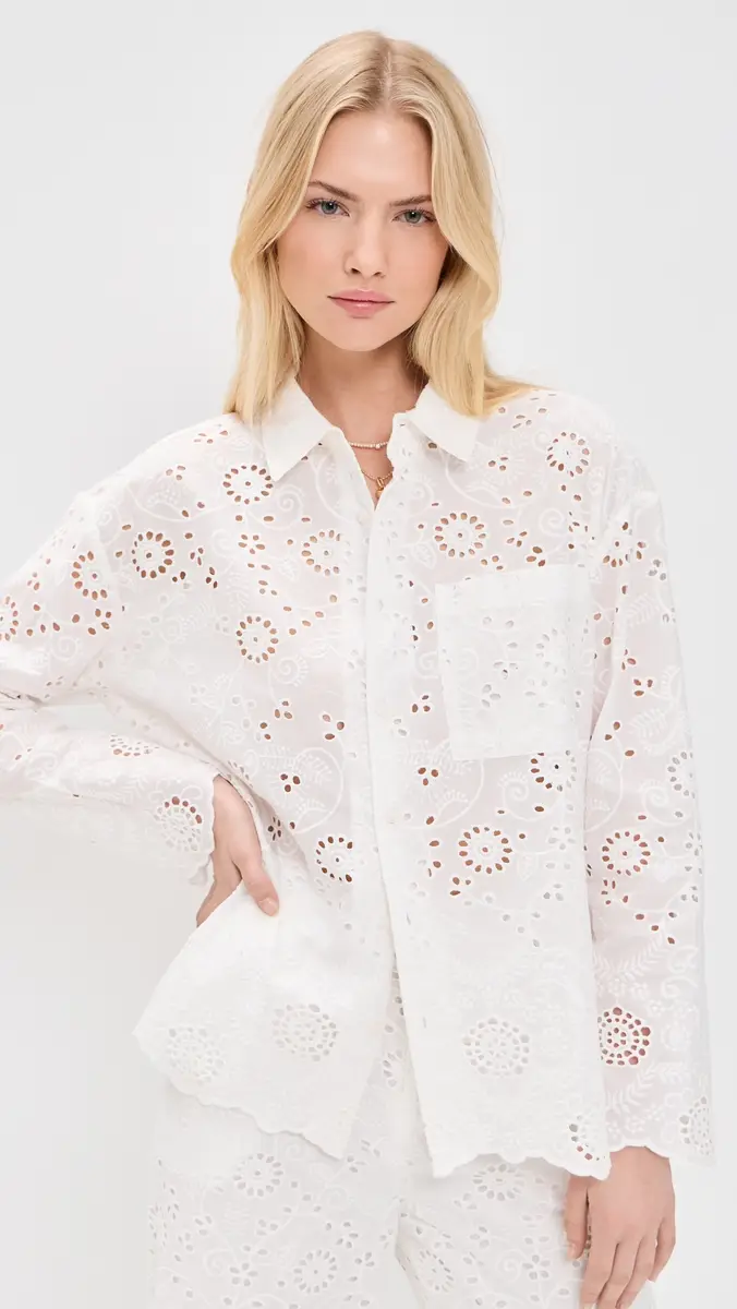 Splendid x @Cellajaneblog Eyelet Button Down | Thumbnail 2 Splendid x @Cellajaneblog Eyelet Button Down | Thumbnail 2
