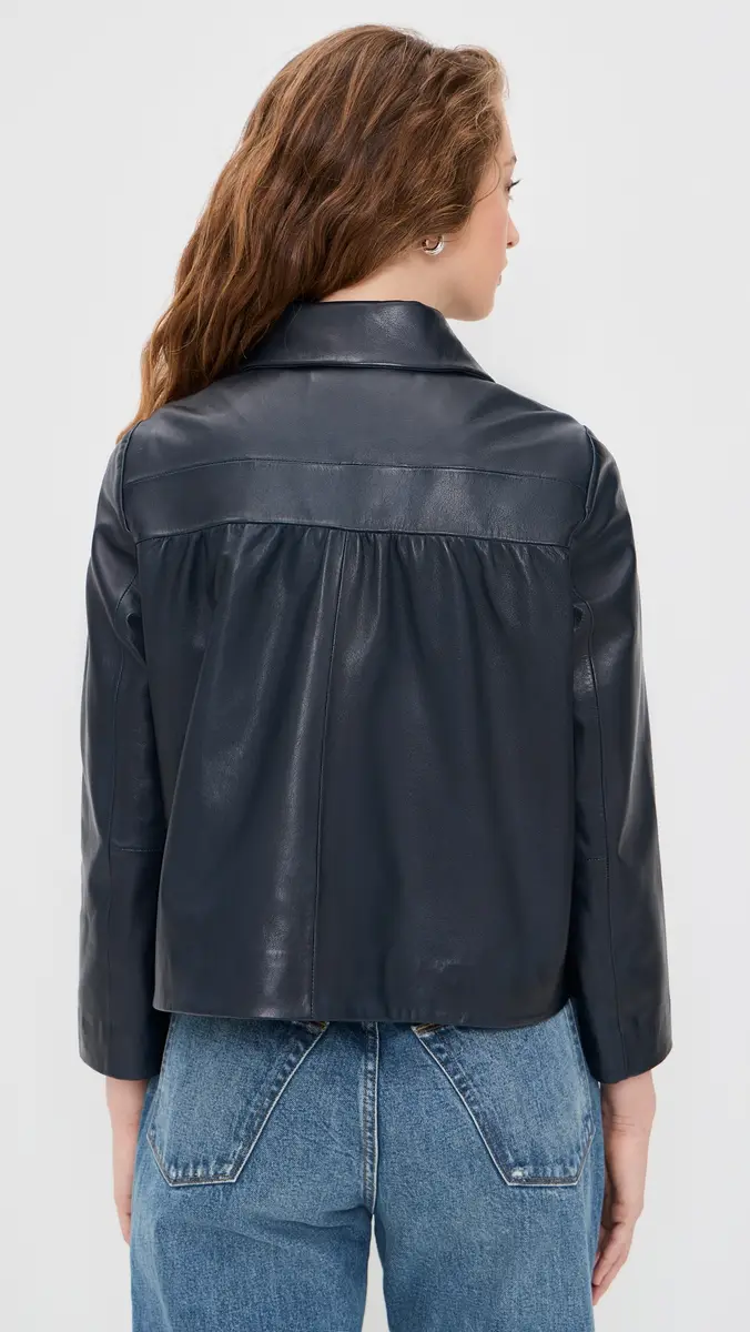 Ba&sh Milos Leather Jacket Marine | Thumbnail 3 Ba&sh Milos Leather Jacket Marine | Thumbnail 3