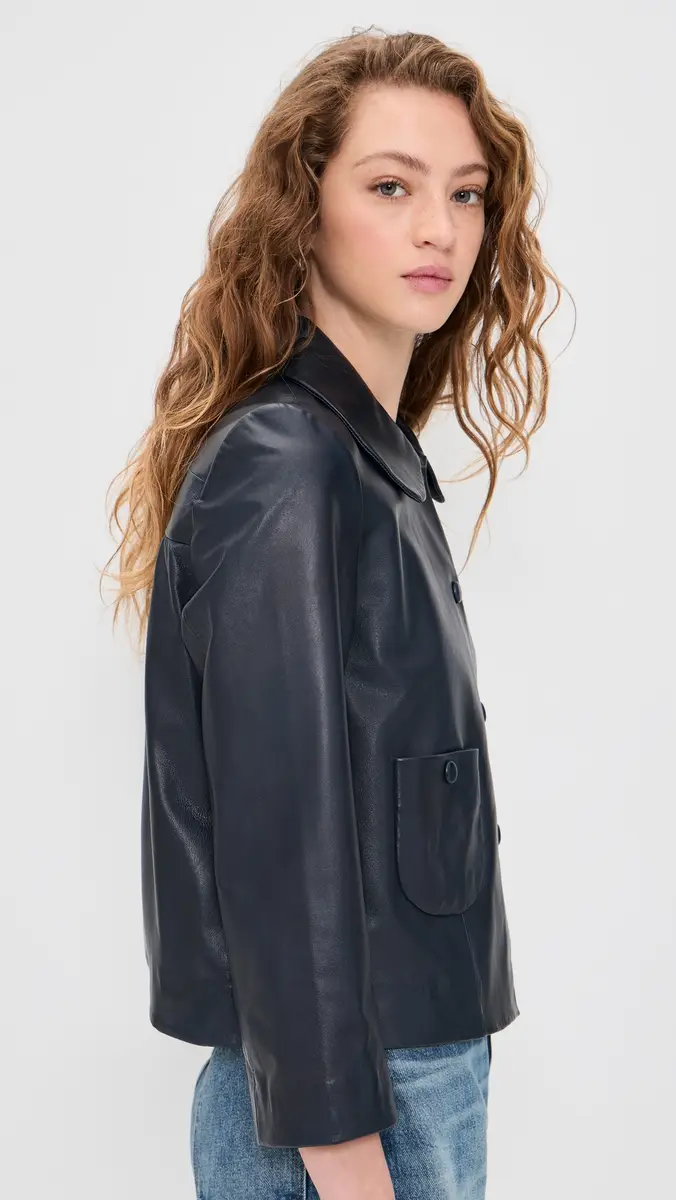 Ba&sh Milos Leather Jacket Marine | Thumbnail 4 Ba&sh Milos Leather Jacket Marine | Thumbnail 4