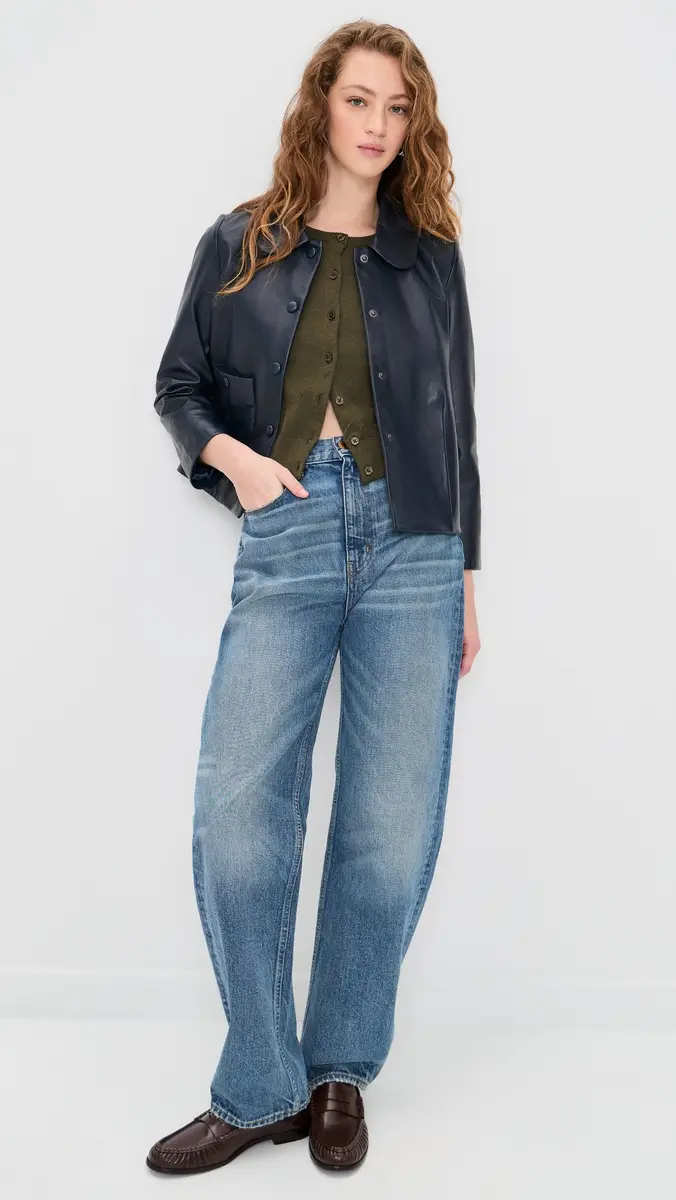 Ba&sh Milos Leather Jacket Marine | Thumbnail 5 Ba&sh Milos Leather Jacket Marine | Thumbnail 5