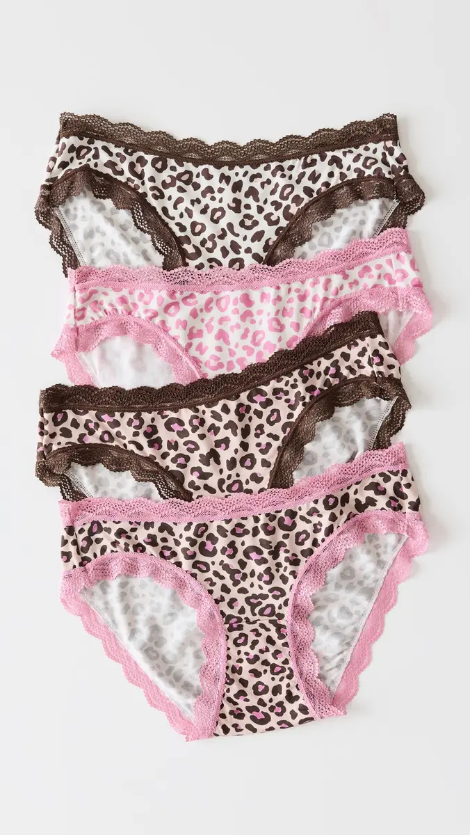 Stripe & Stare Original Knicker Four Pack Panties iquorice eopard | Thumbnail 2