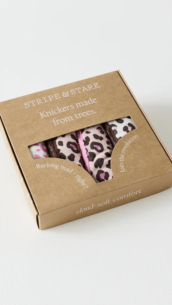 Stripe & Stare Original Knicker Four Pack Panties iquorice eopard | Thumbnail 5