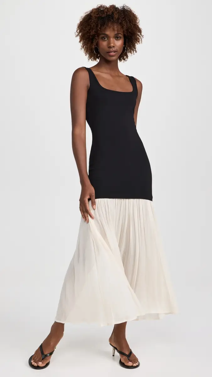 Pixie Market Gia Chiffon Hem Tank Dress Black/White | Thumbnail 5 Pixie Market Gia Chiffon Hem Tank Dress Black/White | Thumbnail 5