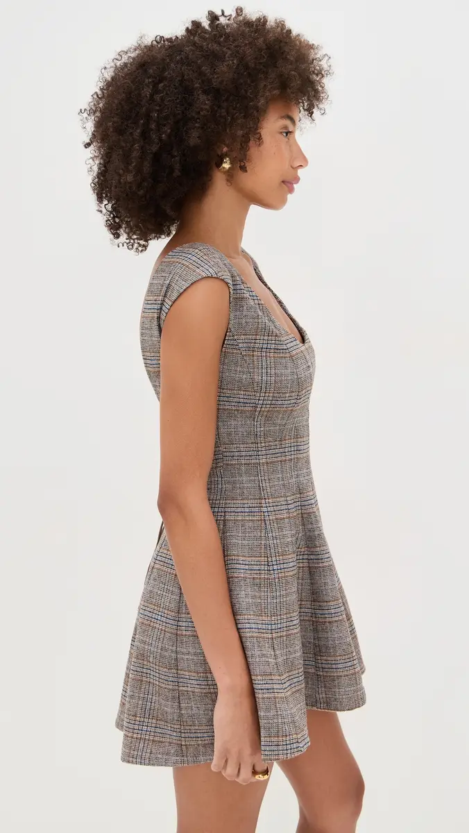 GUIZIO Leila Tartan Mini Dress Green Multi | Thumbnail 4